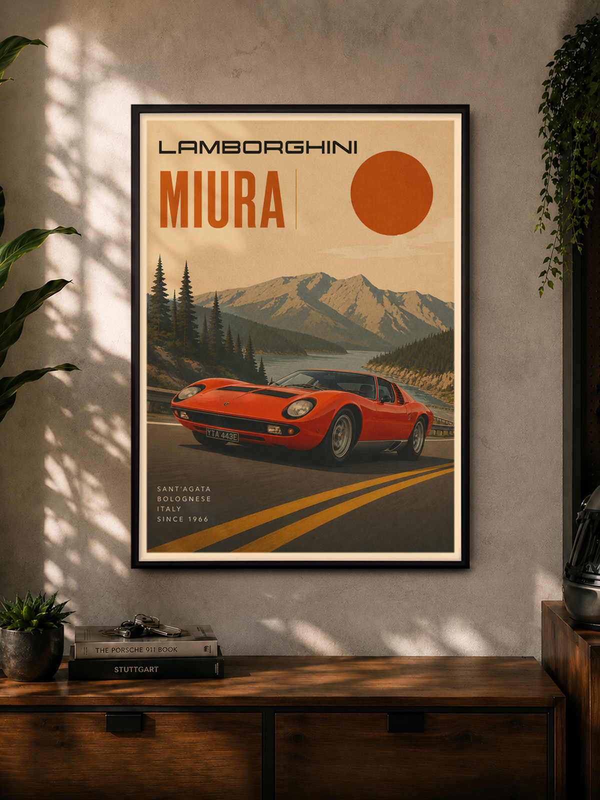 Lamborghini Miura Print | Classic Supercar Wall Art | Automotive Icons
